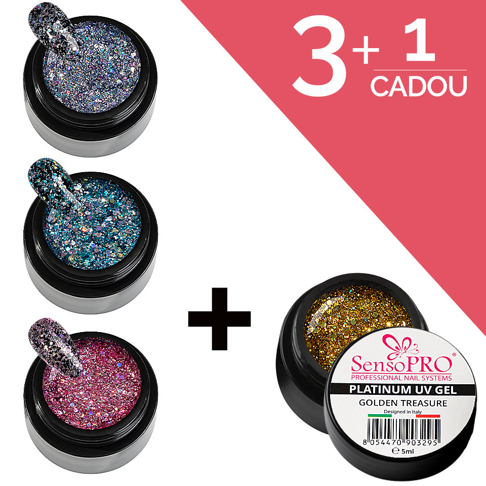 Set Unghii Platinum Gel SensoPRO 3+1 Cadou, reducere mare