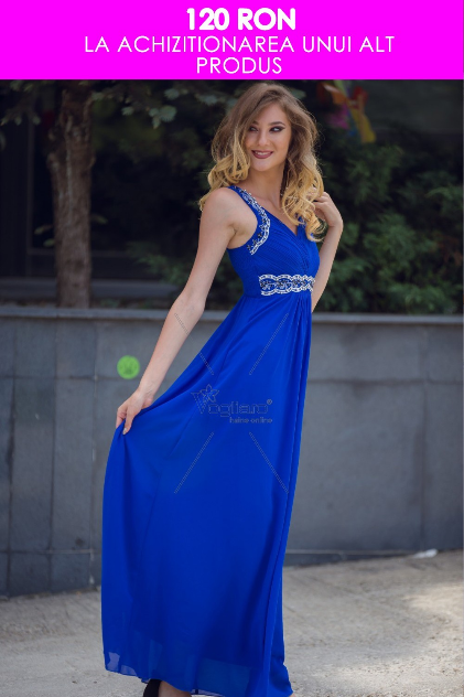 ROCHIE LUNGA ALBASTRU ELECTRIC CU STRASURI APLICATE