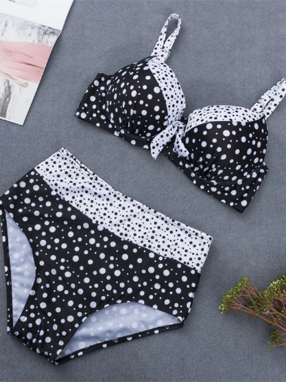 COSTUM DE BAIE DIN DOUA PIESE CU TALIE INALTA HELAINE negru, reducere mare