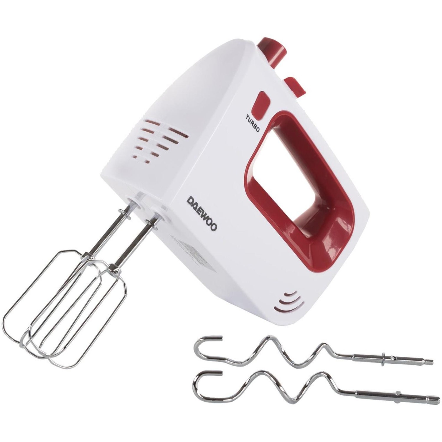 Mixer de mana Daewoo DHM122R, 5 Viteze, Functie Turbo, Putere 300W, Alb/Rosu