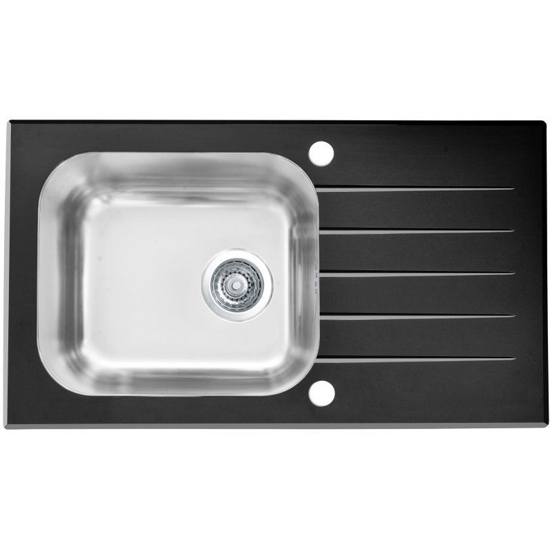 Alveus Chiuveta bucatarie Vitro 20, inox/sticla neagra, reducere mare