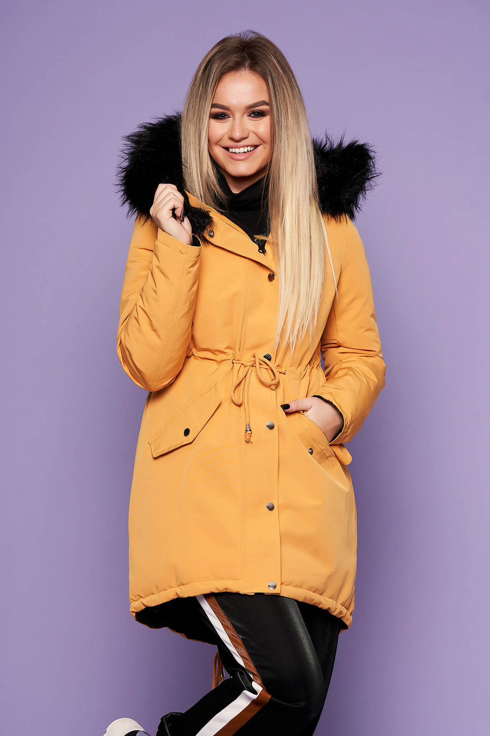 Geaca SunShine mustarie casual, reducere mare