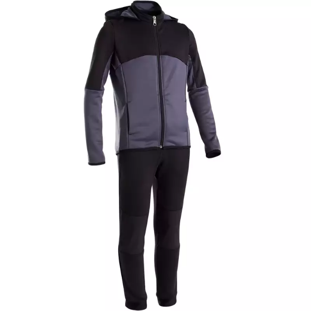 Trening călduros sintetic respirant S500 negru/gri băieți DOMYOS, reducere mare