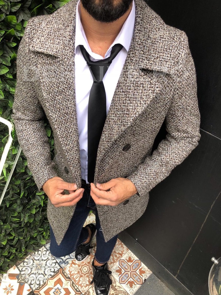 Palton barbati toamna slim fit A7016 S31, reducere mare