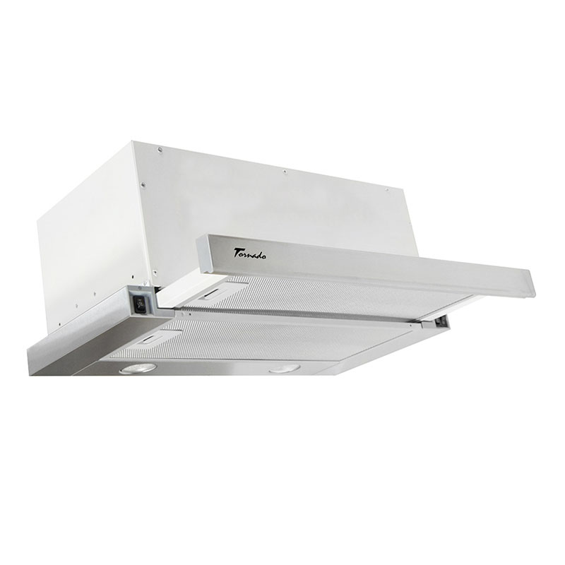 Hota Telescopica Incorporabila Tornado Storm 1200 (60), 1 motor, latime 60 cm, 3 viteze, absorbtie 1200 m3/ora, Inox, reducere mare
