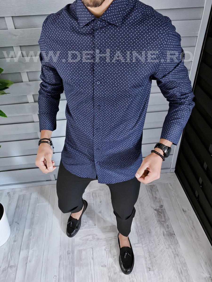 Camasa barbati BATAL eleganta cu imprimeu slim fit B1348 W19, reducere mare