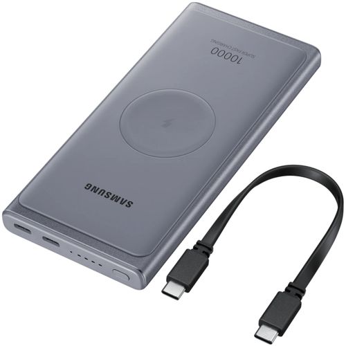 Acumulator Extern Samsung EB-U3300XJEGEU,10000 mAh, Incarcare wireless, 2 x USB Type-C, Super fast charge 25W (Gri), reducere mare