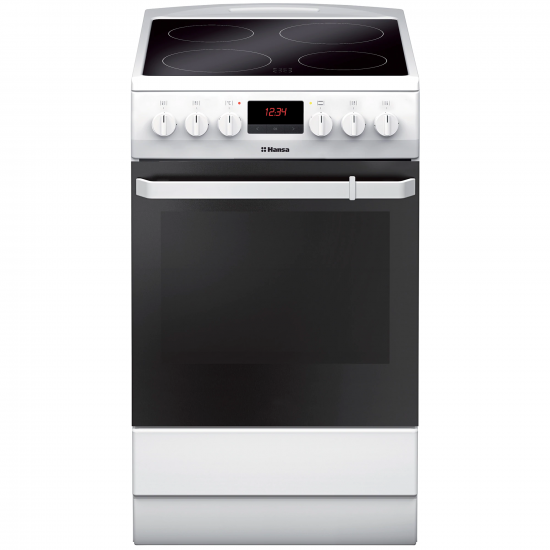 Aragaz Hansa FCCW59209, Plita vitroceramica, 4 zone gatit, Electric, Curatare abur, Grill, Clasa A, 50 cm, Alb, reducere mare