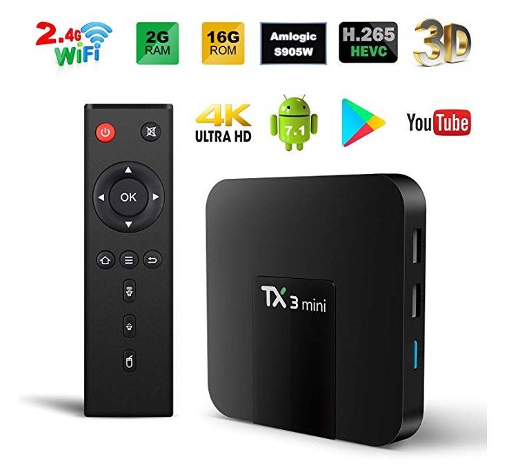 Mini PC TV Box TX3 Android 7.1 1GB RAM 8 GB ROM Procesor Quad Core Wi-Fi HDMI Ethernet, reducere mare