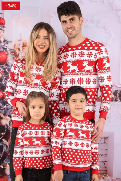 Bluze de Familie - Set Snowflakes Rosu, reducere mare