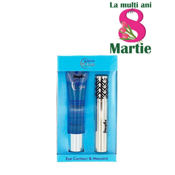 Douglas Gel hidratant pentru conturul ochilor+Mascara 5in1 15+6 ml Aqua Focus+Volume, reducere mare