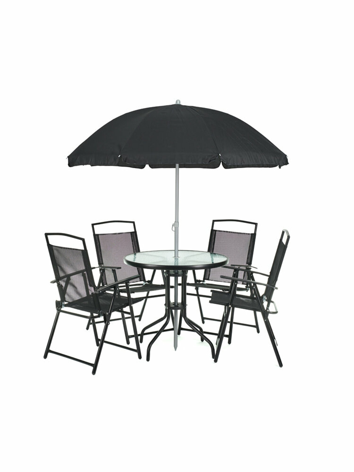 Set Mobilier 5 piese+Umbrela Hyde, LFSMU5004, 80 x 80 cm, Negru, reducere mare